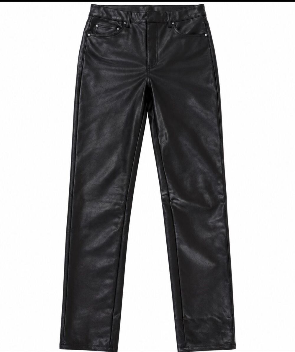 SPANX Faux Leather Pants Black High Rise Skinny Leg Size Large